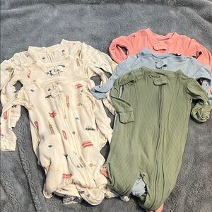 Carter's Colorful Footies Set - Cream, Green, Blue, Pink